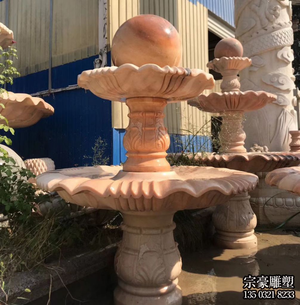 晚霞紅雙層風(fēng)水球石雕水缽 晚霞紅雙層風(fēng)水球石雕水缽