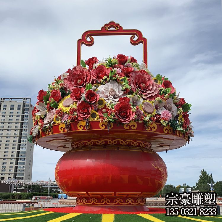 玻璃鋼大花籃，國慶節日慶典花籃雕塑