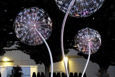 不銹鋼發光蒲公英雕塑擺件